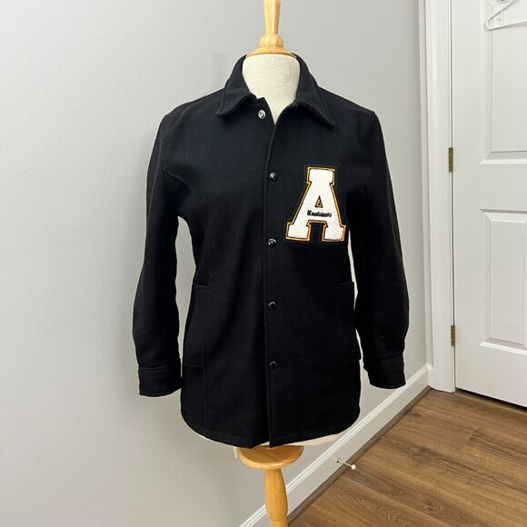 Neff Varsity Jacket App State Black Wool Sz S - Picture 2 of 11
